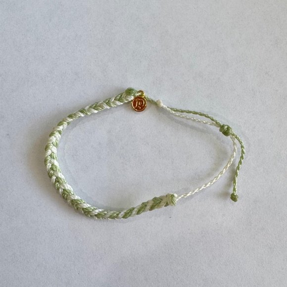 Pura Vida Jewelry - Pura Vida Light Green White Braided Bracelet